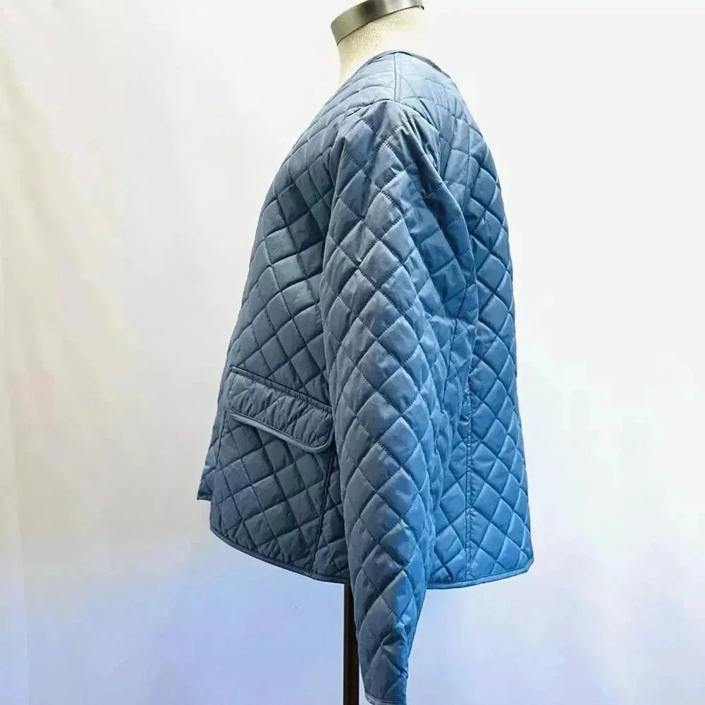NWT CROFT&BARROW Women Button Down Quilted Blue Jacket Lightweight Size PXXL - Picture 6 of 14